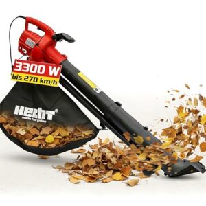 Hecht Laubsauger Elektro – 3300 Watt - Mit Häcksler 10:1 – Großer 45 L Fangsack –Leichte 3,2 kg - 270 km/h - Leichter, Leiser Garten Laub Sauger mit Rädern und Tragegurt