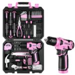 Werkzeugkoffer Akkuschrauber Werkzeugkasten Werkzeug Koffer Werkzeugset：DEKO Werkzeugkiste Bestückt 126-tlg. professionelle Werkzeugkiste für Heimwerker, für Büros und Garten, Rosa