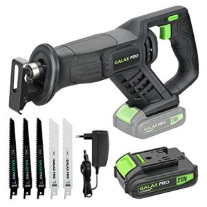GALAX PRO 20V System Akku Säbelsägen mit Akku und Ladegerät, 3 Sägeblätter für Holz, 2 Sägeblätter für Metall, Hublänge 22 mm-Akkusäge zum Schneiden von Holz,Kunststoff zu schneiden