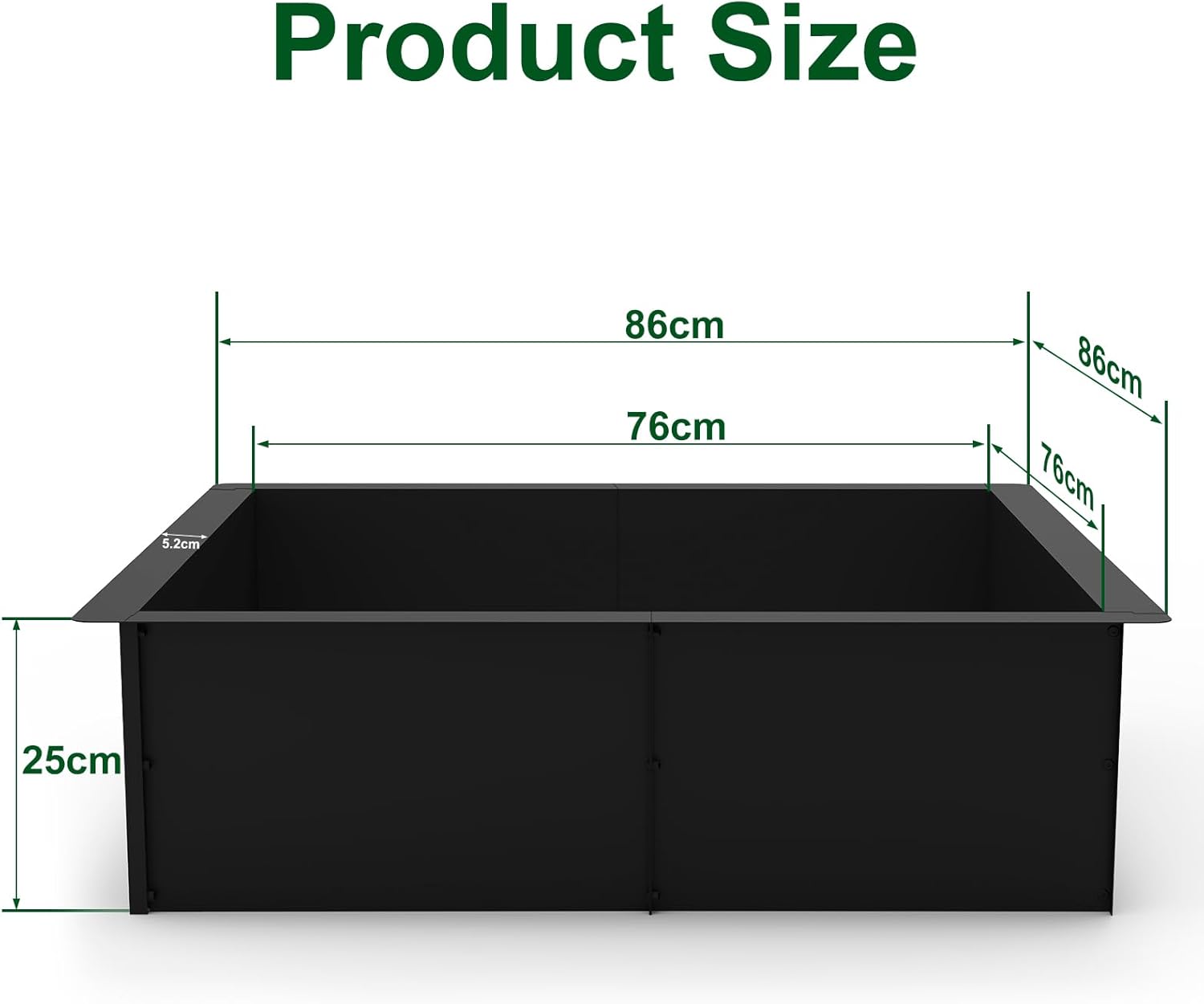 LIANTRAL Feuerstellenring, Quadratischer Feuerschalenringeinsatz für Holzverbrennung im Freien, 86 cm außen 76 cm innen, große Feuerschalen für den Garten, Camping – Bild 3
