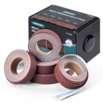 Libraton Schleifpapier Rollen, Schmirgeltuchrolle, 5 Rollen Schleifpapier mit Box, Körnung 150, 240, 320, 400, 600 Aluminiumoxid Schmirgelpapier für Holzbearbeitung, Möbelreparatur, 25mm x 7,5m(25Fuß)