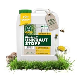 Scheidler Ökokraft Unkraut-Stopp Grundstoff Essig/Acetum 3 Liter – Natürlicher Unkrautvernichter für 500 m2 extra stark – Unkraut Entferner Wege/Pflaster/Terrassen – Langzeit Unkrautfrei