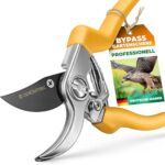 GRÜNTEK Gartenschere Blumenschere GERFALKE, 48 mm Klinge aus japanischem SK5 Stahl, ergonomische Griffform, präzises Schnittergebnis, Pflanzenschere Teflon beschichtet, Bypass Rebschere Rosenschere