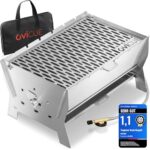 ovicue Grill | Mobiler Steck-Gasgrill – Tragbarer Edelstahlgrill mit Stecksystem – Gas- & Holzkohlebetrieb – Inkl. Tragetasche – Perfekt für Camping, Balkon, Garten & Outdoor - Camping Grill