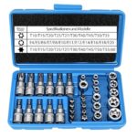 34-teiliges Steckschlüssel-Set: E4-E20 T10-T60 weiblich und männlich Steckschlüsseleinsätze mit T10-T55 Torx-Bit und 3/8" Adapter