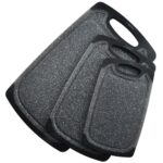 KIMIUP Schneidebrett Kunststoff, 3 Schneidebrett mit Rutschfesten Griffe, BPA-Free, Küchenzubehör, Schneidebrett Set Spülmaschinenfest Küchen Zubehör Küchen Gadgets(Dunkelgrau)