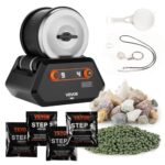 VEVOR elektrische Poliermaschine Steinpolierer 1,36 kg Tragkraft, 4 Drehzahlstufen, Steinpolierset mit Rohedelsteinen & Polierkörnern & 9-Tage-Poliertimer & intuitivem Bedienfeld, Schwarz