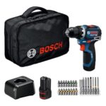 Bosch Professional 12V System Akku-Bohrschrauber GSR 12V-32 (Advanced KickBack Control, bürstenloser Motor, inkl. 2,0-Ah-Akku, GAL12V-20, Zubehör, Pick-and-Click-Einlage, Werkzeugtasche)