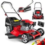 MASKO® Benzin Rasenmäher 5in1 | 51 cm Schnittbreite | 8- fache Schnitthöhenverstellung | 4 Takt OHV Motor 6,0 PS | 65 Liter Fangkorb| Inkl. Mulch- Kit, Seitenauswurf