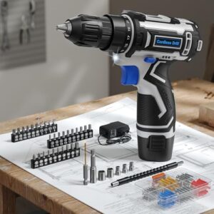 12V Akkuschrauber, Akkuschrauber Klein, 25+1 Drehmomenteinstellung Akkubohrer, 98tlg Zubehör, LED-Licht, 10mm Bohrfutter, 25Nm Drehmoment, 2000 mAh Akku, Akku Bohrschrauber für Reparatur & DIY