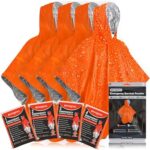 aZengear Notfall-Survival-Poncho (4 Stück) Thermo-Mylar-Folienbeschichtung Decke für Wärmehaltung und Regen | wendbar mit Kapuze | wasserdicht, Winddicht, tragbar, freihändig, Outdoor-Kit