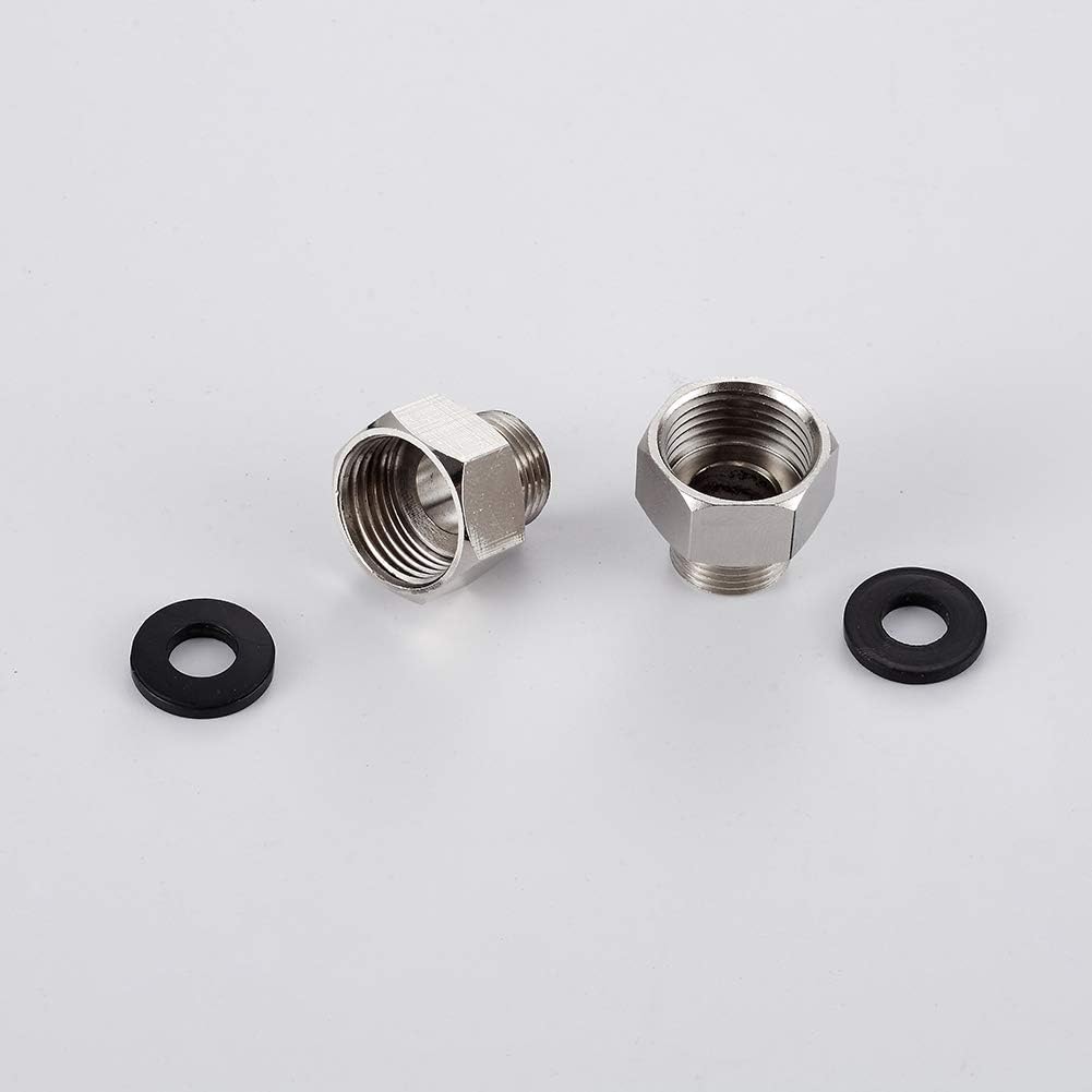 Ibergrif 2 Pack Reduzierstück 1/2 auf 3/8 - Muffennippel Edelstahl, Gewindefitting mit 2 Dichtring, Reduzierverlängerung Universal, Anti-Rost, IG x AG für Wasser, Gas, Chrom – Bild 4