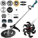 2-In-1 Akku-Bodenhacke Motorhacke mit 2 Akkus | Elektrisch Bodenfräse | 680 U/Min Bürstenloser Elektro Gartenfräse mit Arbeitsbreite 23 cm und Arbeitstiefe 25 cm für Rasen/Garten/Bodenbearbeitung