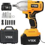 VTEK Akku-Schlagschrauber 1/2 Zoll Spannfutter,hohes Drehmoment 700N.m(515 Ft-lb) Bürstenloser Schlagschrauber für Auto Tiers