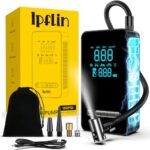 Ipflin Elektrische Luftpumpe, 150 PSI Tragbare Akku Kompressor 12V 5000mAh, Wiederaufladbarer Luftpumpe Fahrrad mit LED-Licht, Elektrische Fahrradpumpe für Auto, E-Bike, Motorrad