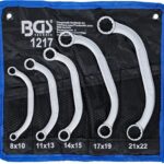 BGS 1217 | Starter- und Blockschlüssel-Satz | 5-tlg. | 8 x 10 - 21 x 22 mm | inkl. Tetron-Rolltasche | CV-Stahl