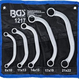 BGS 1217 | Starter- und Blockschlüssel-Satz | 5-tlg. | 8 x 10 - 21 x 22 mm | inkl. Tetron-Rolltasche | CV-Stahl