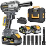 SoarFly Akku Schlagschrauber, 1200 Nm (900 FT-LBS), 1/2-Zoll-Schlagschrauber mit hohem Drehmoment, bürstenloser Motor, 2x4.0Ah Akku, 3 Geschwindigkeitsstufen, für Reifenwechsel und Kfz-Wartung