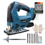 LADAMI Akku-Stichsäge Kompatibel mit Makita 18V Akkus,Akku-Pendelhubstichsäge mit 12 Stichsägeblatt,7 Geschwindigkeiten,max. 45° Schrägschnitte 4-Stufen Pendelhub Stichsägen für Holz,PVC und Metall