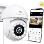 Menborn Überwachungskamera Aussen 2.5K, Kamera Überwachung Außen 360° Sichtbereich mit Starlight Farb-Nachtsicht, IP Kamera Outdoor mit Flutlicht, Zwei-Wege-Audio, Sirene, Funktioniert mit Alexa