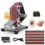 SI FANG Mini Bandschleifer，Elektrischer Band Schleifmaschine，7-Stufig Einstellbare Messerschärfer mit 20pcs 330x30 mm Schleifbänder Geliefert für Holz- und Metallbearbeitung