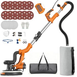 Protmex Trockenbauschleifer -1000W Wandschleifer mit Integriertem Staubsauger LED-Licht 6 Geschwindigkeiten 800-2200RPM Deckenschleifer mit 15 Schleifscheiben Schleifgiraffe