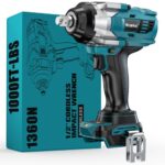 Ecarke 1400Nm Akku-Schlagschrauber, kompatibel mit Ma-kita 18V Lithium, bürstenloser 1/2 Zoll Schlagschrauber mit LED-Licht für Radmuttern, Gerüstbau & Kfz-Wartung (Ohne Akku & Ladegerät)