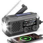 MILFECH Notfall Radio, 2000mAh AM/FM Solar Radio Kurbelradio, mit LED-Taschenlampe, SOS-Alarm, Dynamo Wetter Notfallradio Klein Taschenradio Für Outdoor Camping & Krisenvorsorge (Schwarz)