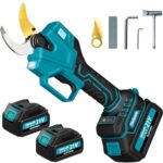 Eliofaneia Akku-Astschere,Elektrische Gartenschere,bis 40mm Aststärke,mit 2 x 4000 mAh Akkus,1000W bürstenloser Motor,Sicherheitsschalter,LCD-Display,Ladegerät,8 Stunden Dauerbetrieb