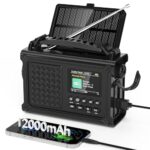 Kurbelradio DAB/UKW, Tragbare Solar Notfallradio mit 12000mAh Wiederaufladbare Powerbank, 2,4 "großes Farbdisplay, LED Taschenlampe & Leselicht, DAB+ Baustellenradio mit Bluetooth & SOS für Wandern