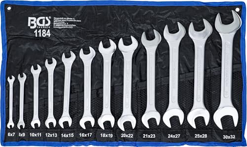 BGS 1184 | Doppel-Maulschlüssel-Satz | 12-tlg. | SW 6 x 7 - 30 x 32 mm | CV-Stahl | inkl. Tetron-Rolltasche