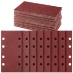 Schleifblatt Set 40 Stück 93 x 185 mm, Schleifpapier Klett Körnung 60 80 120 180 320 600 800 1000, 8 Löcher, Zubehör für Multischleifer, Schwingschleifer, Sander Sandpapier für Holz Metall und Farbe