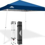 EAGLE PEAK 3x3m Veranstaltungszelt Schräg Beine Pop-up Pavillon im Freien, UV-Schutz 50+ Wasserdicht Faltbar Faltpavillon für Camping Garten Party, Dunkelblau