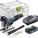 Festool Akku-Pendelstichsäge PSC 420 HPC 4,0 EBI-Plus CARVEX (mit Akkupack, Schnellladegerät, Stichsägeblatt-Set: WOOD FINE CUT und WOOD UNIVERSAL, Splitterschutz), im Systainer