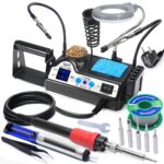 WEP 927-IV V1 lötkolben Set 110W, 3 voreingestellten Kanälen, Schlafmodus, LED-Vergrößerungsglas, 5 zusätzlichen Lötspitzen, Spitzenreiniger, 2 Helferhände, bleifreies Lötzinn, Pinzette (EU Stecker)