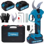 TOPALL Akku Astschere Hochentaster, 40MM Elektrische Gartenschere, 2 * 4000mAh Akku | 800W Bürstenloser Motor | LCD-Anzeige, für Zweige, Sträucher und Stämme