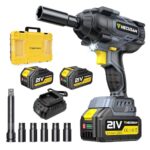 Schlagschrauber 1400N.m(1032Ft-lbs) 4000RPM 4 Gang Geschwindigkeit, 21V 1/2 Zoll Bürstenloser Akku Schlagschrauber, 2×4.0Ah Akkus, Für Auto LKW Reifen Schraube Mutter Removal