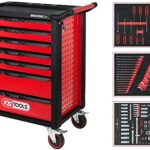 KS Tools 826.7215 RACINGline SCHWARZ/ROT Werkstattwagen mit 7 Schubladen und 215 Premium-Werkzeugen
