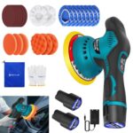 Akku Poliermaschine, Exzenter Poliermaschine, Auto Poliermaschine Set 22pcs, Kabellos Akku Auto Poliermaschine mit 2 × 2,0Ah Lithium-Akku, 8 Variable Geschwindigkeit Akku Wachsmaschine zum Polieren