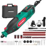 HYCHIKA 150W Rotationswerkzeug-Set mit Kettensägeschärfer, 7-Stufig Regelbar 10000–33000 U/min, 167 Zubehörteile für Schleifen, Polieren, Schneiden, Bohren & Gravieren