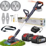 Akku Rasentrimmer Mit Akku und Ladegerät,Freischneider Akku Mit 1300W Motor, für Gartenpflege (Grey1)
