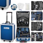 TRESKO Werkzeugkoffer 1400 teilig | Werkzeugkasten gefüllt | Werkzeugkiste Profi | Werkzeugtasche | Werkzeug Set | Werkzeug-Trolley | Chrom-Vanadium Stahl (Blau)