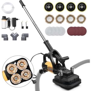 3800W Betonschleifer Betonfräse mit Langer Handgriff & Leistungsstarkem Motor | 4 x Schleiftopf | Ø100mm Diamantschleiftopf | Max. 6000 U/m | 6 Gang | Sanierungsfräse Mauerfräse Putzfräse