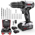 Akkuschrauber Set, Akku Bohrschrauber 21V - Sundpey 18+1 Akkubohrer mit 2 Akkus 2.0Ah, 45Nm Max Drehmoment, 2-Gang, LED-Licht, 10mm Bohrfutter, Leicht Akkubohrer und Akku Schrauber für Haus & DIY