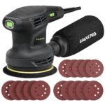 GALAX PRO Exzenterschleifer 280W, 125mm Schleifmaschine, 13000 OPM Zufalls-Orbitalschleifer mit 6 variablen Geschwindigkeiten und 15 Stückchen, staubsaugerkompatibel für Holz- & Schleifarbeiten