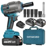 Yofuly 1100Nm Akku Schlagschrauber 1/2" Bürstenlos mit 2×4000mAh Akku, kompatibel mit Makita 18V Akku, Drehschlagschrauber inkl. 5 Stecknüsse, Verlängerung & Koffer