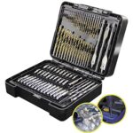 WALTER Bohrersatz/Bits 204-teilig, Holz-/HSS-Spiral-/Mauerwerk-/Flach-Bohrer Set, Lochsäge, Stechnüsse, Ratschenschraubendreher, inkl. Aufbewahrungskoffer und Wanddübel