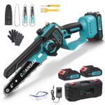 Akku Kettensäge, Mini Kettensäge mit Akku 6 Zoll mit 1000W Bürstenloser Motor, 2 x 2000mAh Akku Säge für Makita 18V Akku, mit Automatischer Öler, Handkettensäge für Gartenscheren Holzschneidenz