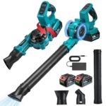 YOFIDRA Laubbläser Akku 280 km/h, Elektrische Luftgebläse mit 2×3.0Ah Akku und Ladegerät, 3-Gang, 270° Verstellbarem Griff, Doppel-Lufteinlass,13000RPM Laubbläser für Terrassen Rasenpflege Laubblasen