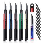 WORKPRO 5 Stück Cuttermesser Set 9mm aus Aluminium mit 10 Abbrechklingen, Cuttermesser Profi Tragbares Einziehbares Universalmesser Teppichmesser, Geschwärzte 30° Klingen extra scharf, Für Heimwerker